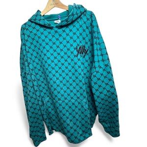 YITTY Teal and Black Patterned Hoodie